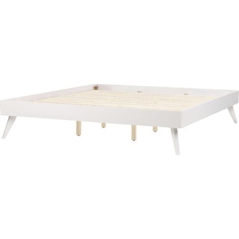Bed Frame Modern Slatted Base MDF EU Super King Size 6ft White Berric