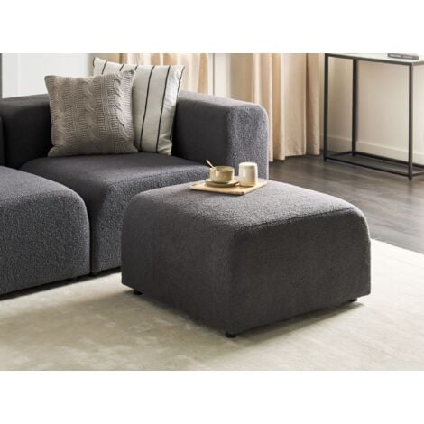 Modern Ottoman Footrest Footstool Seat Boucle Dark Grey Falsterbo