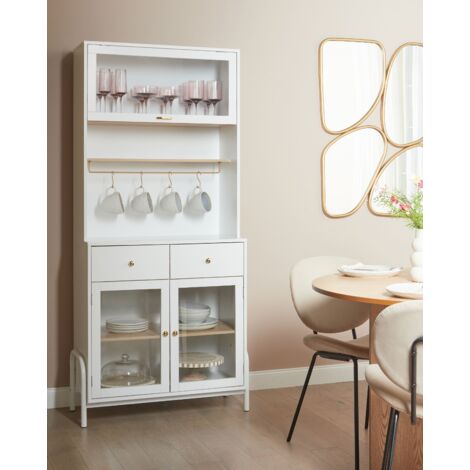 Decorative Cabinet with Drawers and Glass Displays White Parlin