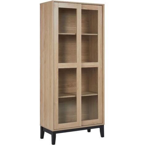 Glass Display Cabinet RUMSON 80 cm Light Brown (1/5)