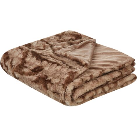 Blanket BAKIRA Faux Fur 200 x 220 cm Brown