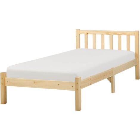Modern Wooden EU Single Bed Frame 3ft Pine Wood Slatted Base Light Florac