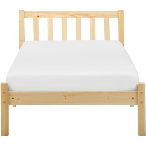 Modern Wooden EU Single Bed Frame 3ft Pine Wood Slatted Base Light Florac