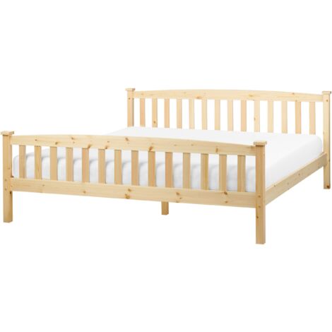 Solid Wood EU Super King Size Bed Frame 6ft Pine Slatted Base Natural Furniture Light Wood Giverny