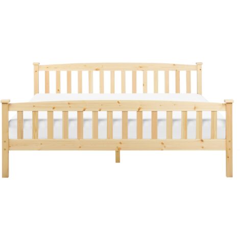 Solid Wood EU Super King Size Bed Frame 6ft Pine Slatted Base Natural Furniture Light Wood Giverny