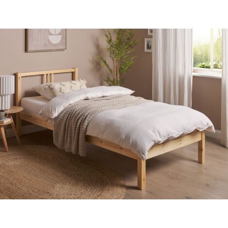 Modern Solid Wood EU Single Size Bed Frame 3ft Pine Slatted Light Vannes