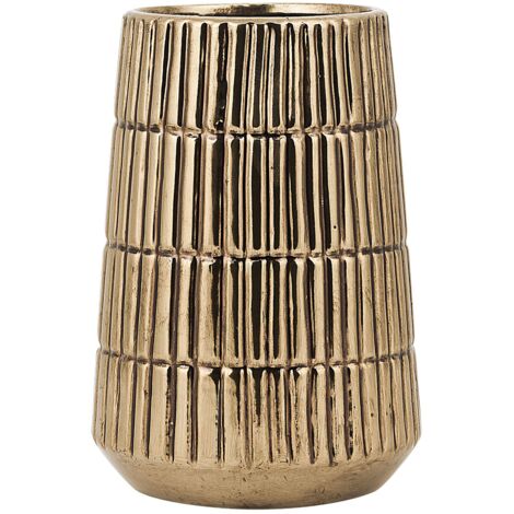 Decorative Vase QANAWAT Stoneware 22 cm Gold