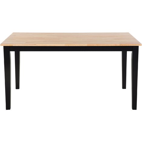 Dining Table Light Wood Black Kitchen Scandinavian Cottage 150 x 90 cm Georgia