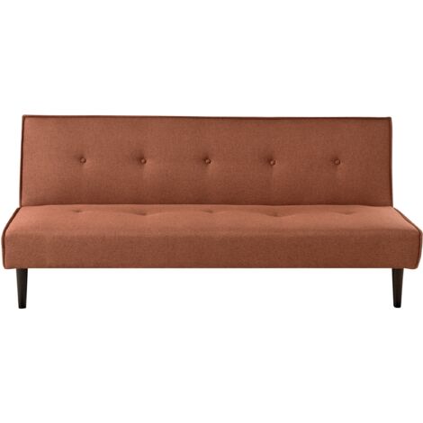Retro Fabric Sofa Bed 3 Seater Armless Buttoned Adjustable Backrest Golden Brown Visby