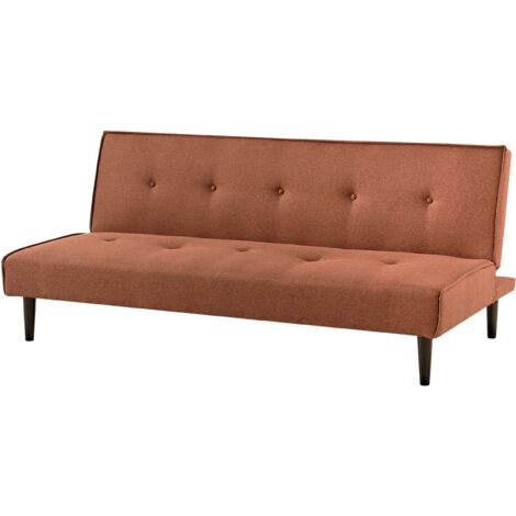 Retro Fabric Sofa Bed 3 Seater Armless Buttoned Adjustable Backrest Golden Brown Visby