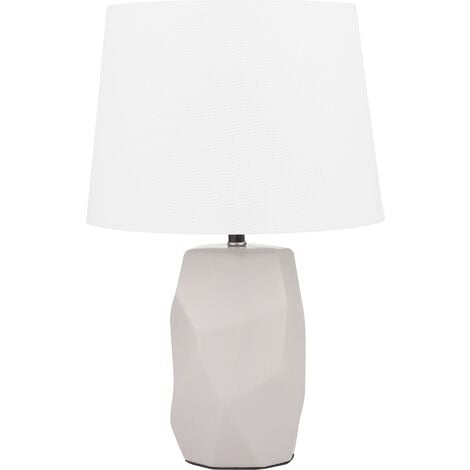 Modern Minimalistic Pink Side Table Lamp Ceramic Cone Shade White Elia