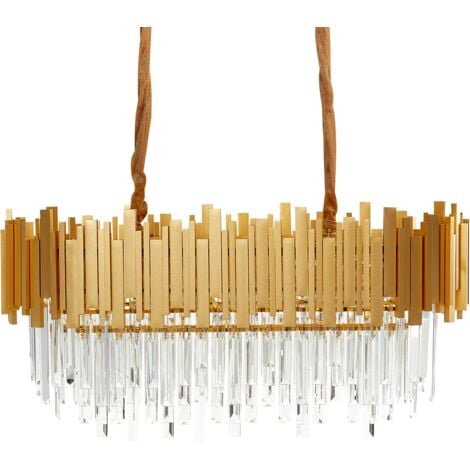 Classy Chandelier Ceiling Lamp Aluminium with Crystals Gold Garcia