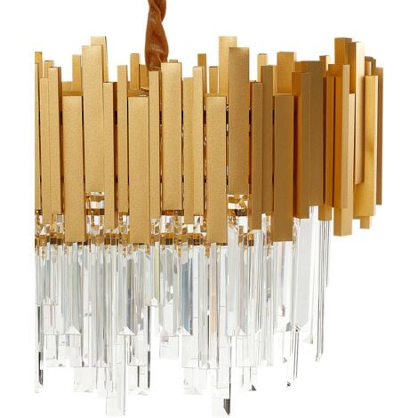 Classy Chandelier Ceiling Lamp Aluminium with Crystals Gold Garcia