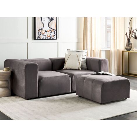 Modern Ottoman Footrest Footstool Seat Velvet Dark Grey Falsterbo