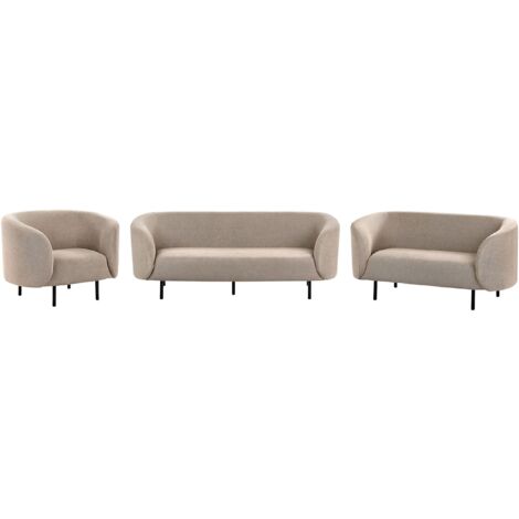 Living Room Set 6 Seater LOEN Fabric Taupe (1/5)