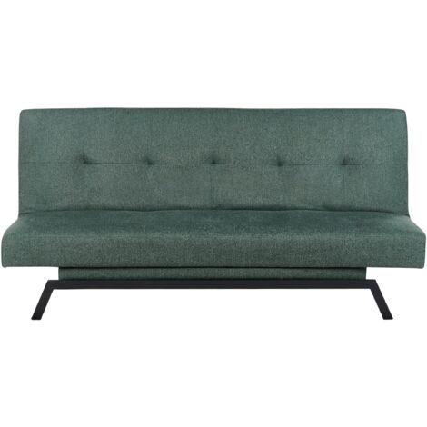 Modern Upholstered Sofa Bed Green Fabric 3 Seater Leeds