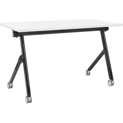 Foldable Office Desk BENDI White 120 cm 60 cm with Wheels (1/5)