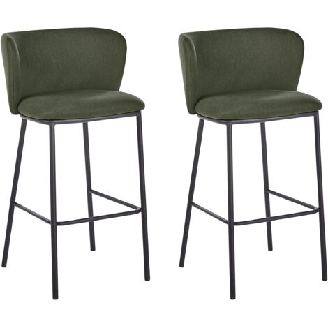 Set of 2 Bar Chairs MINA Dark Green (1/5)