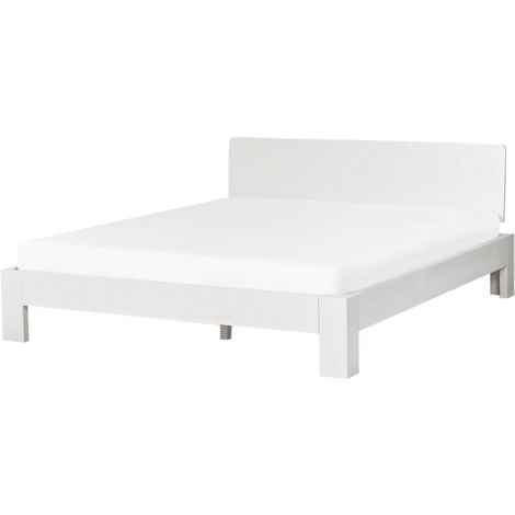 Modern EU King Size Wooden Bed Frame 5ft3 White Headboard Slats Royan