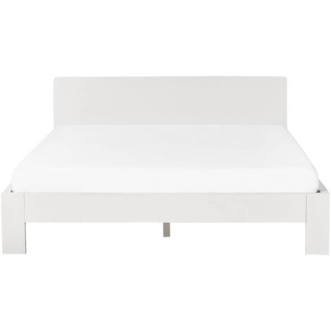 Modern EU King Size Wooden Bed Frame 5ft3 White Headboard Slats Royan