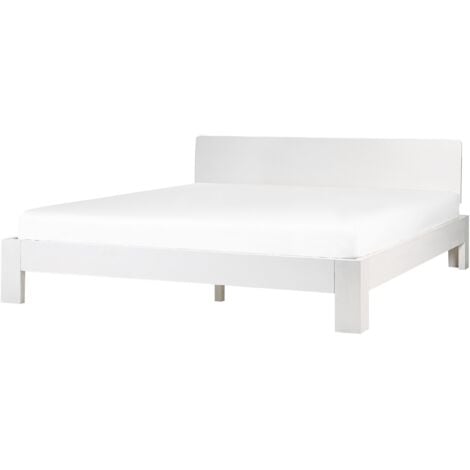 Modern EU Super King Wooden Bed Frame 6ft White Headboard Slats Royan