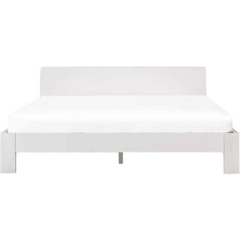 Modern EU Super King Wooden Bed Frame 6ft White Headboard Slats Royan