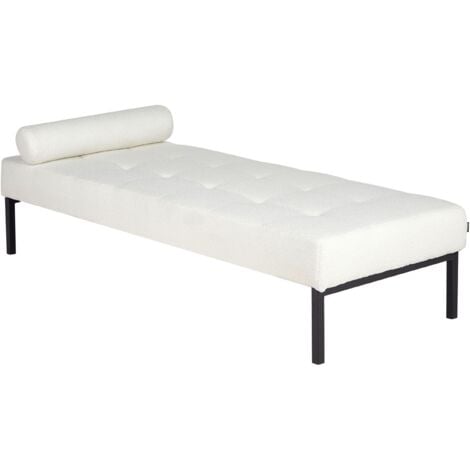 Stylish Chaise Longue Living Room Bedroom Metal Legs Boucle White Chinon