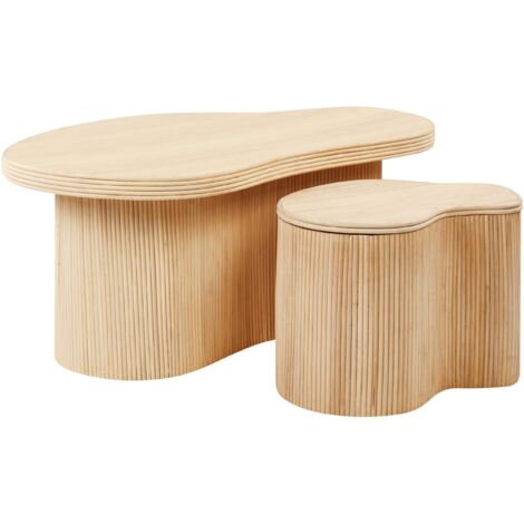 Set of 2 Coffee Tables SALANTI Rattan Natural (1/5)
