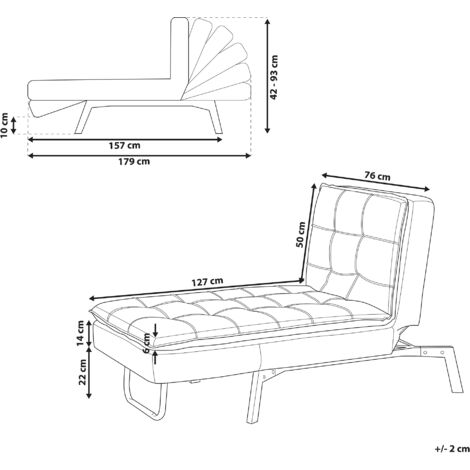 Modern Fabric Chaise Lounge Adjustable Back Legs Green Loiret
