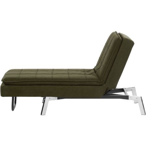 Modern Fabric Chaise Lounge Adjustable Back Legs Green Loiret