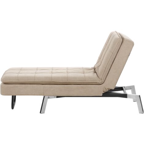 Modern Fabric Chaise Lounge Adjustable Back Legs Beige Loiret