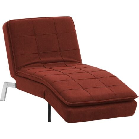 Modern Fabric Chaise Lounge Adjustable Back Legs Red Loiret