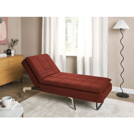 Modern Fabric Chaise Lounge Adjustable Back Legs Red Loiret
