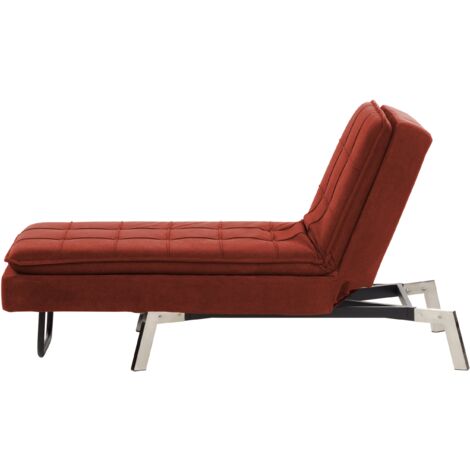 Modern Fabric Chaise Lounge Adjustable Back Legs Red Loiret
