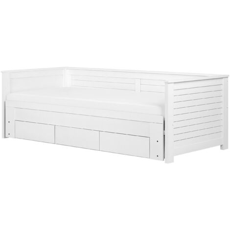 EU Single to Super King Daybed 3ft to 6ft Wooden White with Storage Cahors