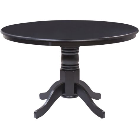 Vintage Retro Round Wooden Dining Room Pedestal Table ⌀ 120 cm Black Akron