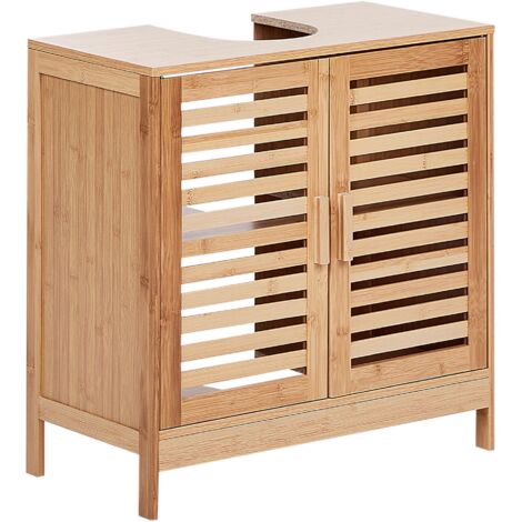 Washbasin Cabinet MISSOULA Bamboo Wood 60 cm Light Brown