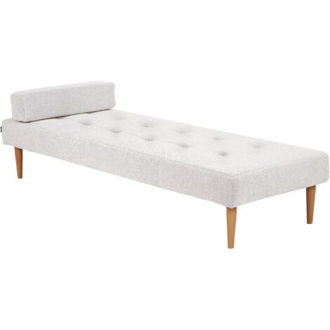 Modern Minimalistic Chaise Lounge Bed Chair Single Off White Fabric Niort