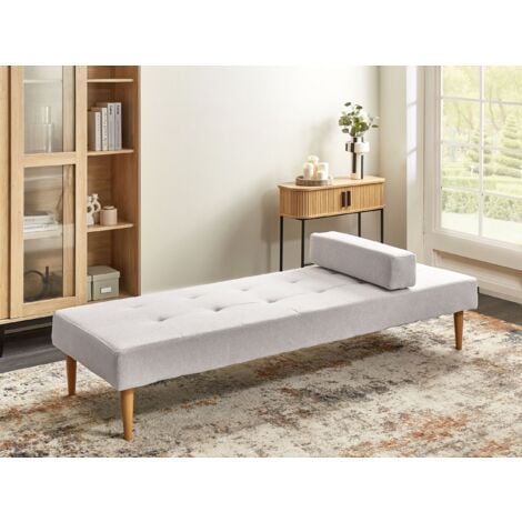 Modern Minimalistic Chaise Lounge Bed Chair Single Off-White Fabric Niort