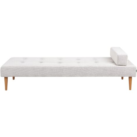 Modern Minimalistic Chaise Lounge Bed Chair Single Off-White Fabric Niort