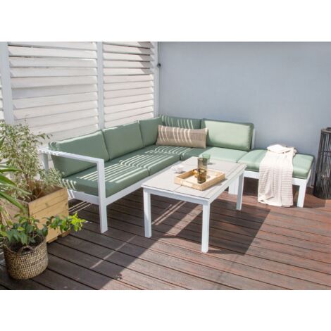 Garden Outdoor Cushion Cover Set for Corner Sofa Water Repellent UV protection Green Messina