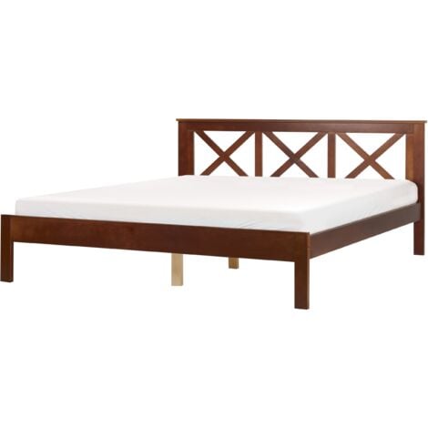 Modern EU Super King Size Wooden Bed Frame 6ft Dark Wood Headboard Slats Tannay