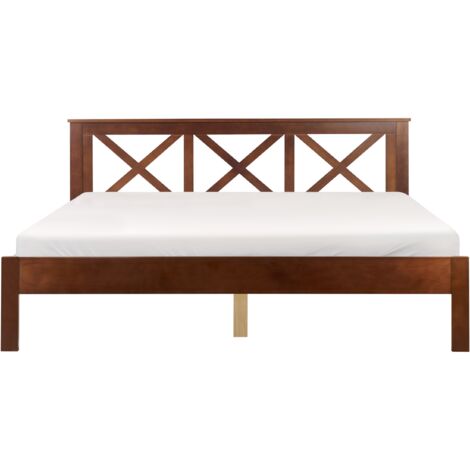 Modern EU Super King Size Wooden Bed Frame 6ft Dark Wood Headboard Slats Tannay