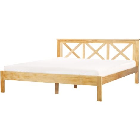 Modern EU Super King Size Wooden Bed Frame 6ft Light Wood Headboard Slats Tannay