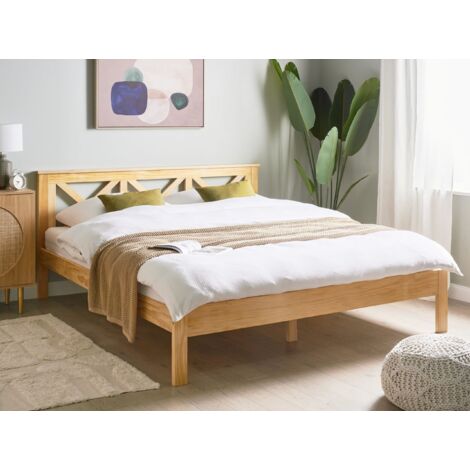 Modern EU Super King Size Wooden Bed Frame 6ft Light Wood Headboard Slats Tannay