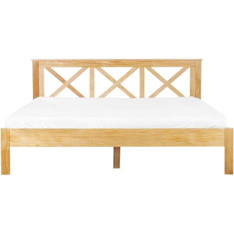 Modern EU Super King Size Wooden Bed Frame 6ft Light Wood Headboard Slats Tannay