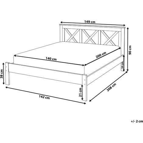 Modern EU Double Size Wooden Bed Frame 4ft6 Dark Wood Headboard Slats Tannay