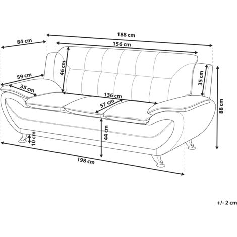 Modern 3-Seater Sofa Faux Leather Couch Loveseat Living Room White Leira