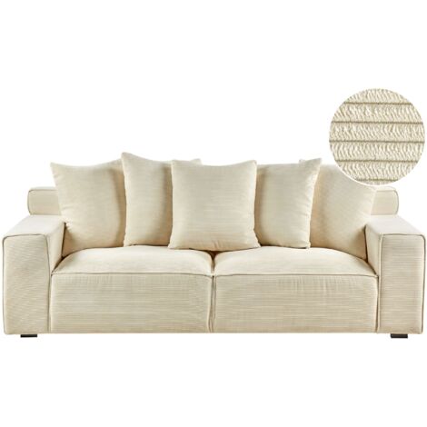Sofa 3 Seater VISKAN Corduroy Light Beige (1/5)