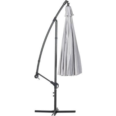 Modern Outdoor Garden Cantilever Parasol Light Grey Polyester Canopy Calabria II